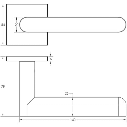 CRES-101 Sprung Square Rose Door Handle by Cres By Frelan
