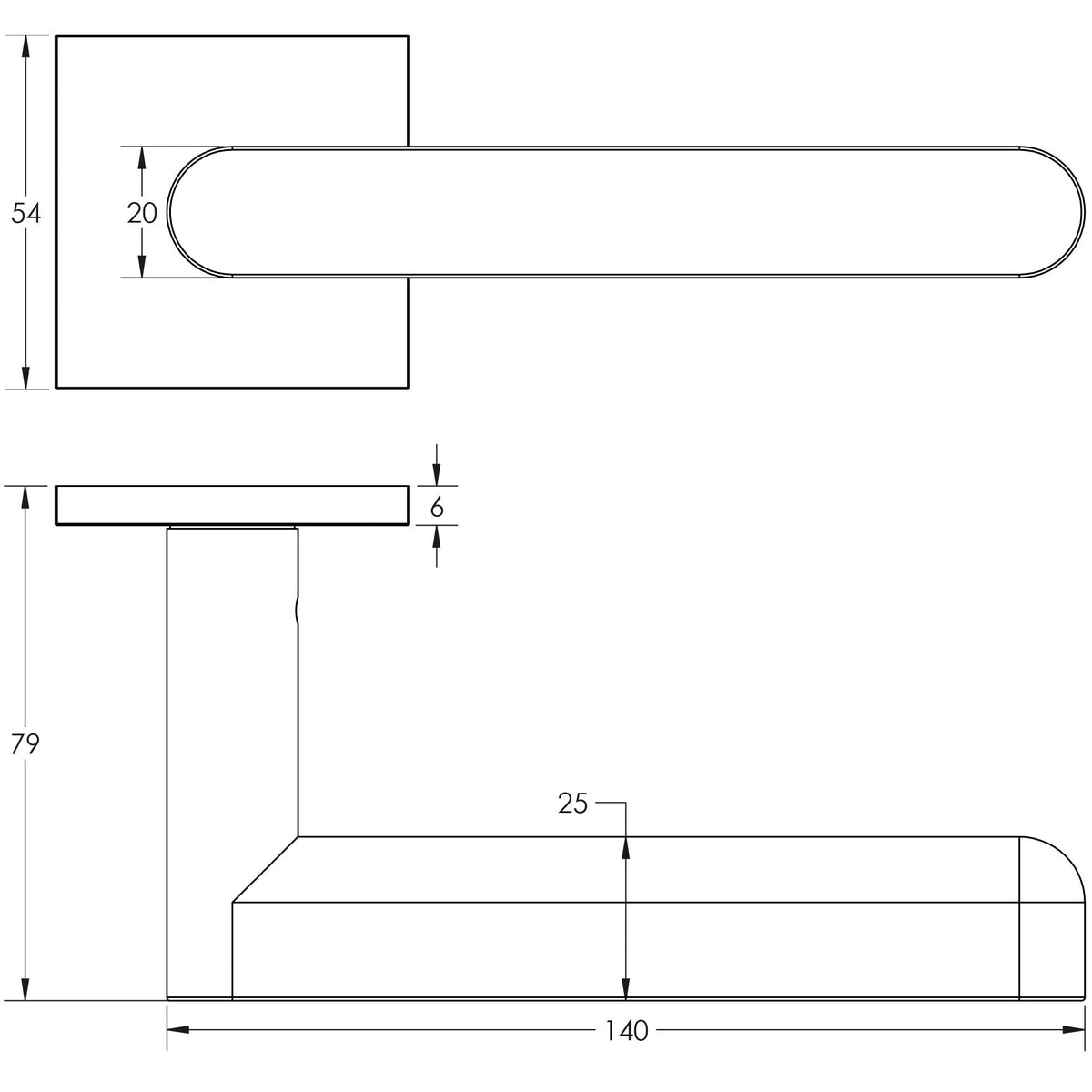 CRES-101 Unsprung Square Rose Door Handle by Cres By Frelan