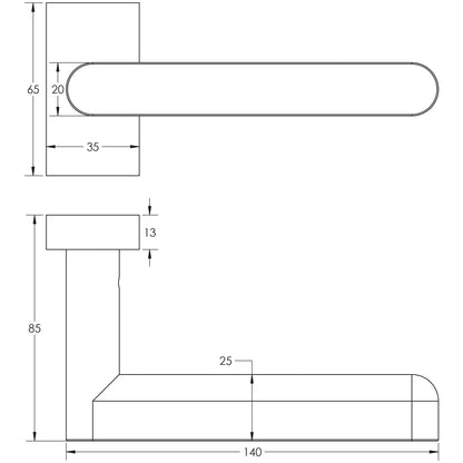 CRES-101 Multi Point Rectangular Rose Door Handle by Cres By Frelan