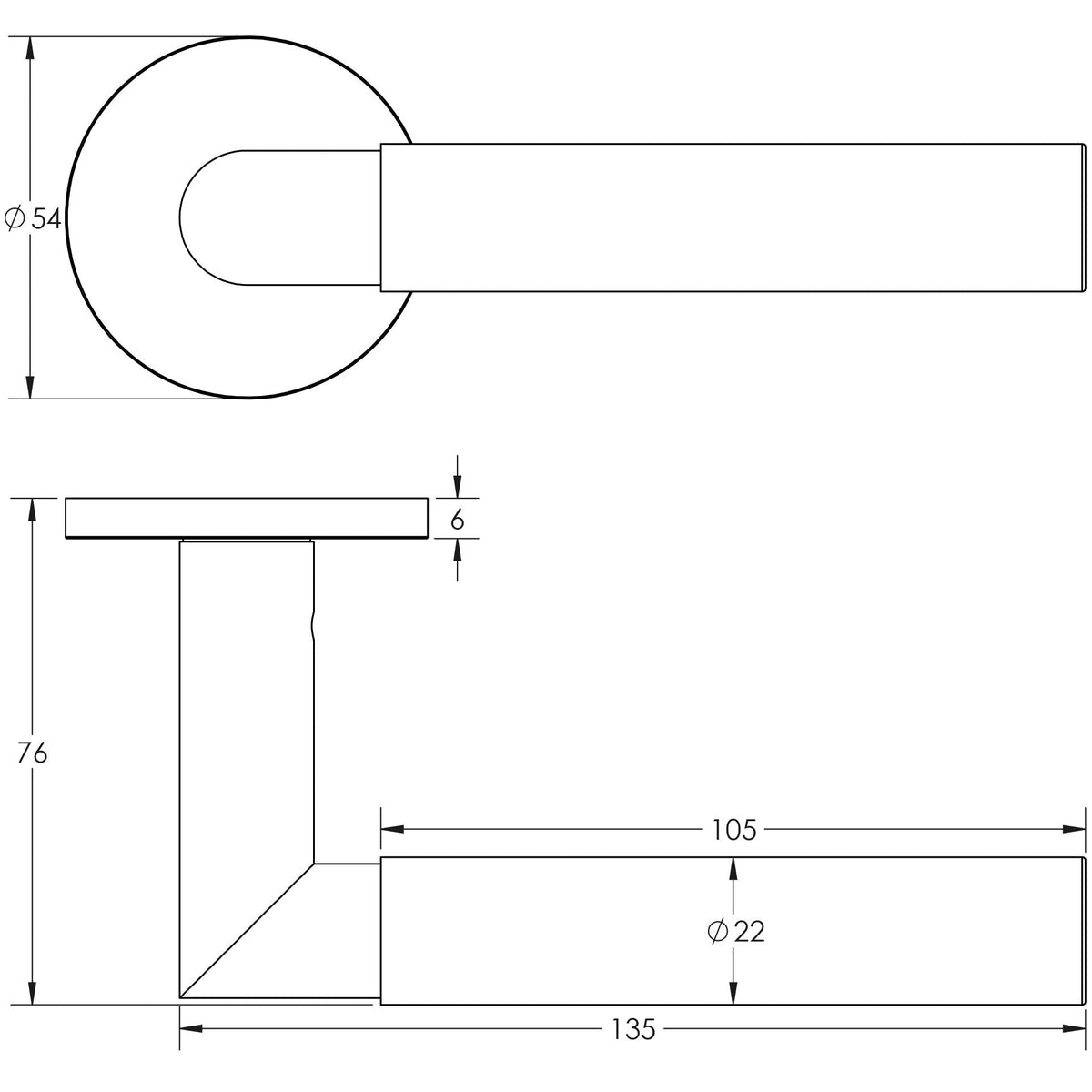 CRES-102 Unsprung Round Rose Door Handle by Cres By Frelan