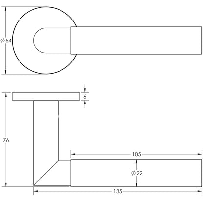 CRES-102 Fixed Dead Round Rose Door Handle by Cres By Frelan