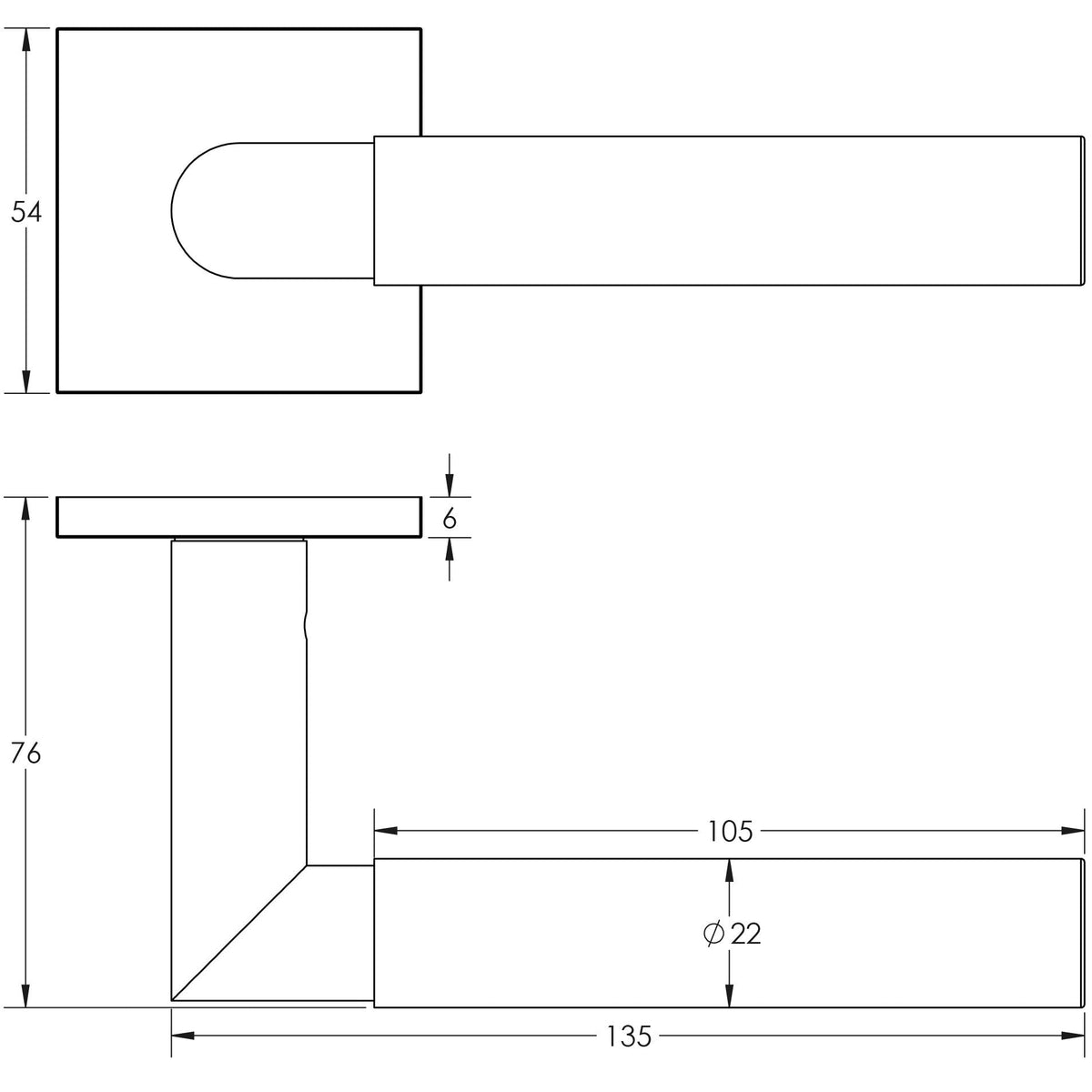 CRES-102 Sprung Square Rose Door Handle by Cres By Frelan