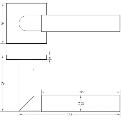 CRES-102 Sprung Square Rose Door Handle by Cres By Frelan