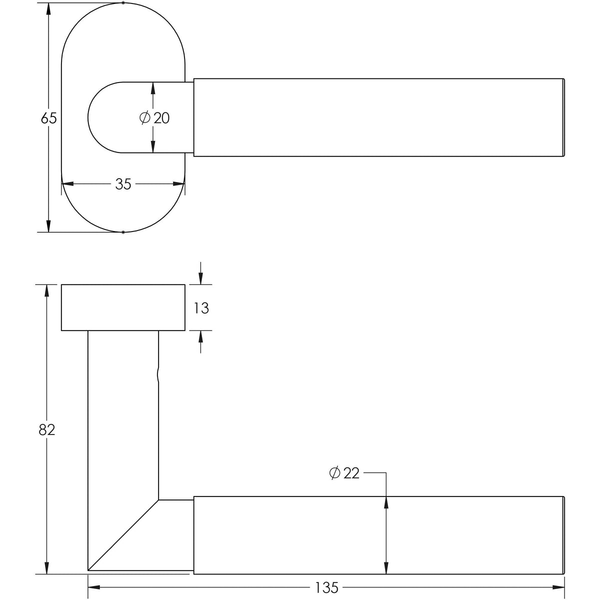 CRES-102 Multi Point Oval Rose Door Handle by Cres By Frelan