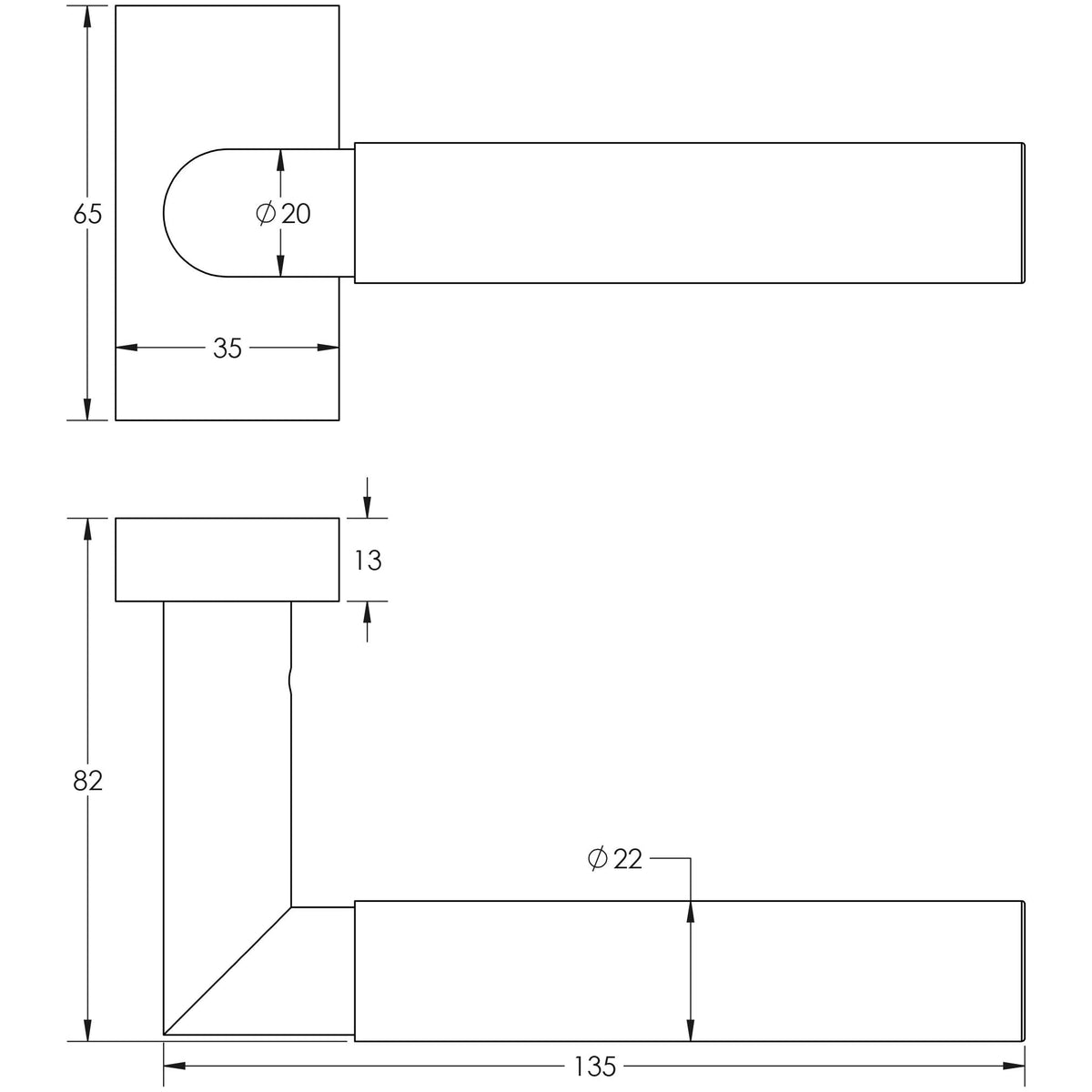 CRES-102 Multi Point Rectangular Rose Door Handle by Cres By Frelan