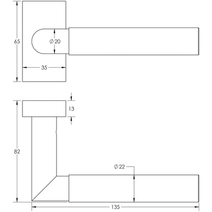CRES-102 Multi Point Rectangular Rose Door Handle by Cres By Frelan