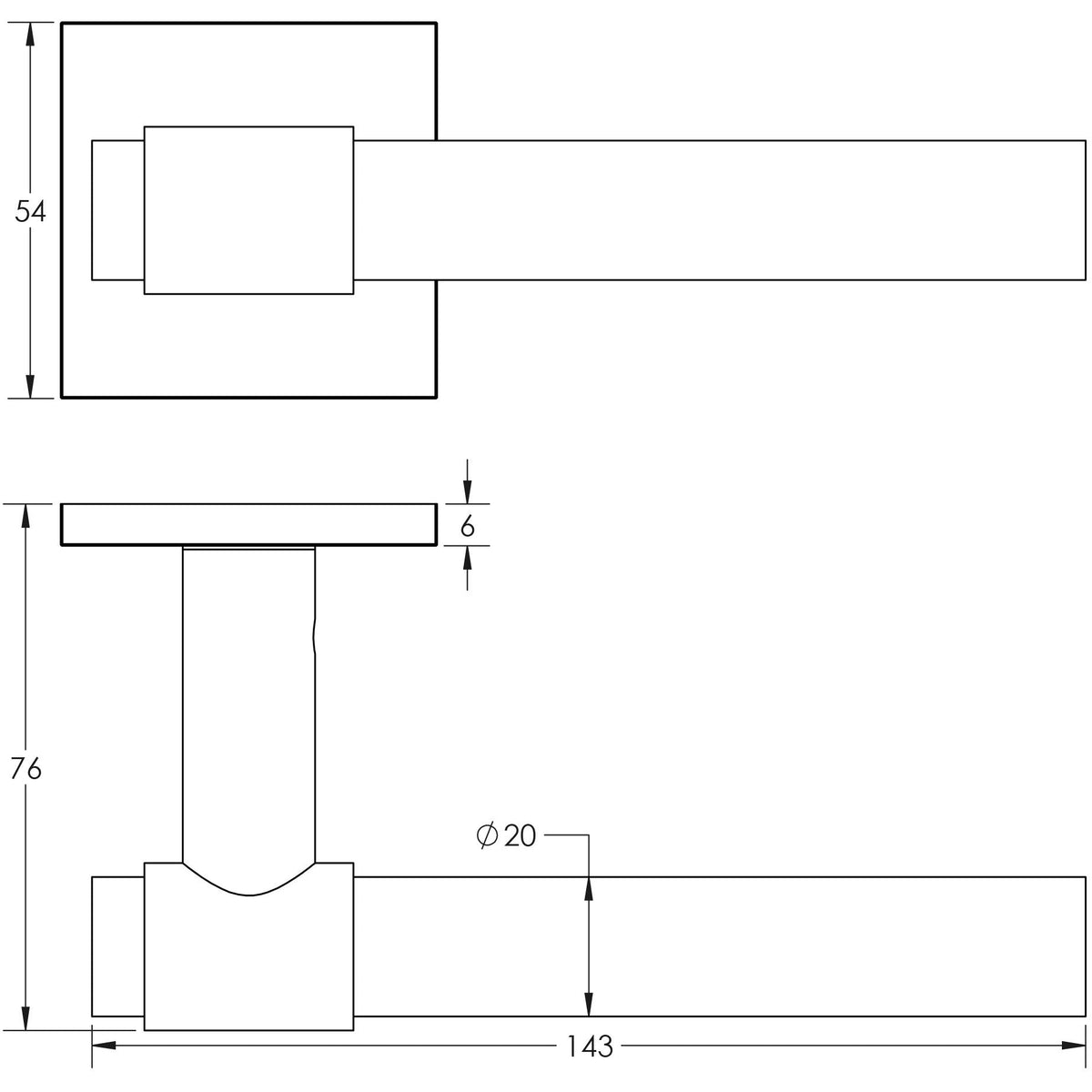 CRES-103 Sprung Square Rose Door Handle by Cres By Frelan
