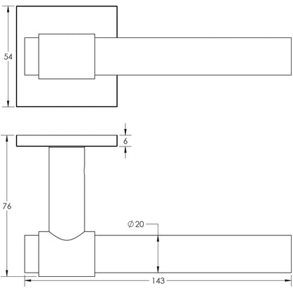 CRES-103 Unsprung Square Rose Door Handle by Cres By Frelan