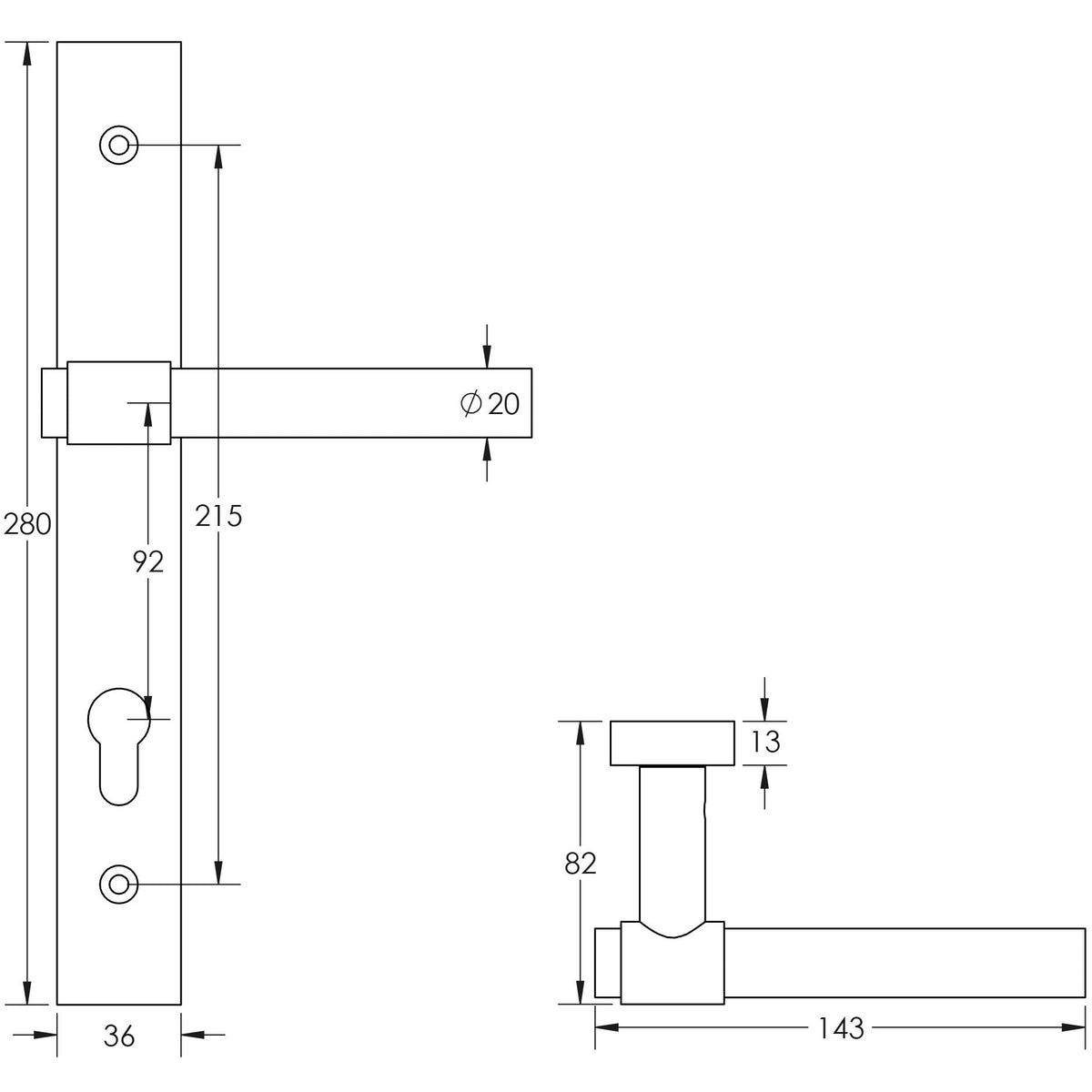 CRES-103 Multi Point Backplate Door Handle by Cres By Frelan