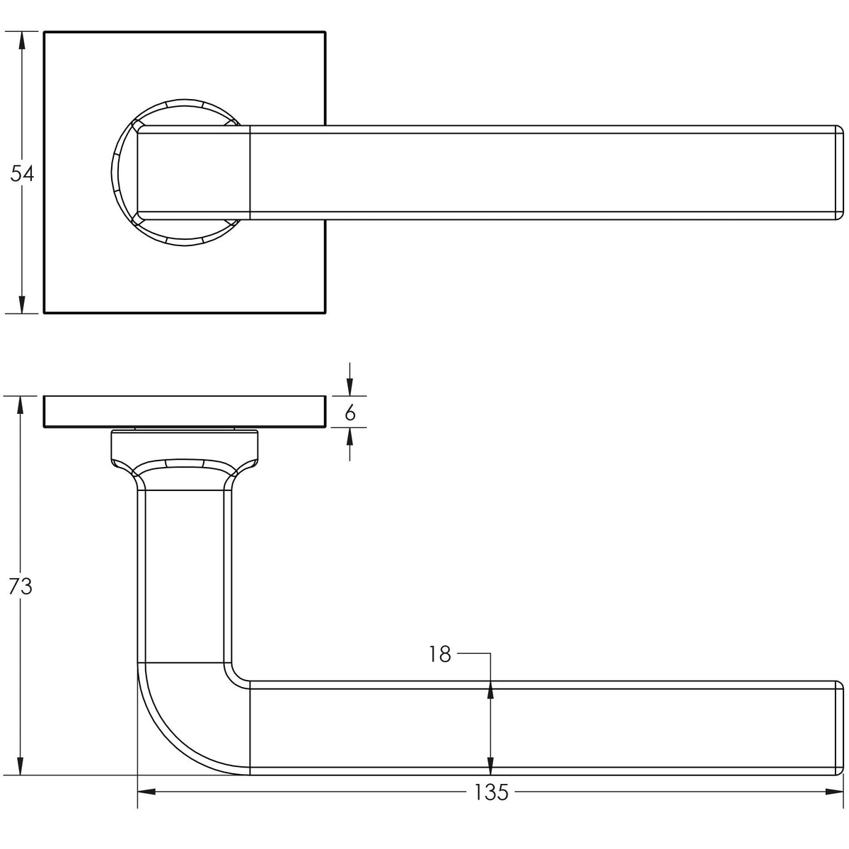 CRES-104 Sprung Square Rose Door Handle by Cres By Frelan