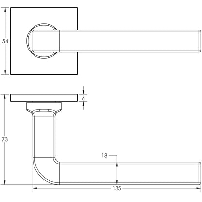 CRES-104 Sprung Square Rose Door Handle by Cres By Frelan
