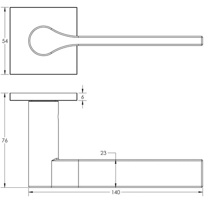 CRES-105 Unsprung Square Rose Door Handle by Cres By Frelan