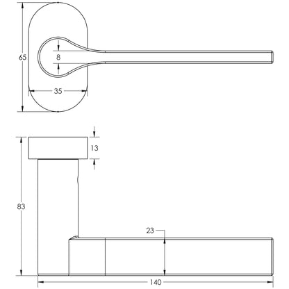 CRES-105 Multi Point Oval Rose Door Handle by Cres By Frelan