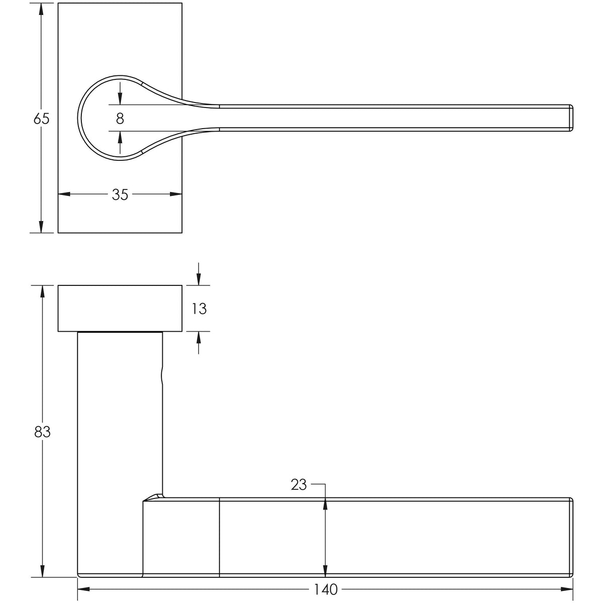 CRES-105 Multi Point Rectangular Rose Door Handle by Cres By Frelan