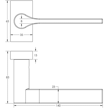 CRES-105 Multi Point Rectangular Rose Door Handle by Cres By Frelan