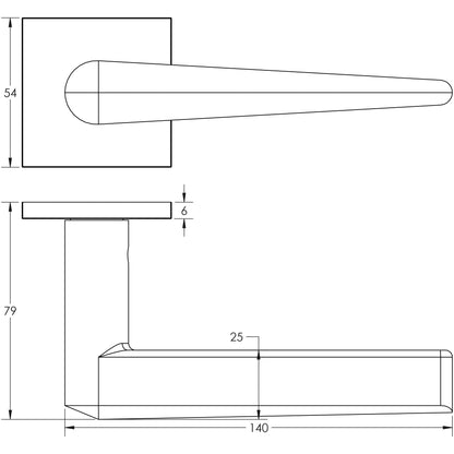 CRES-107 Sprung Square Rose Door Handle by Cres By Frelan