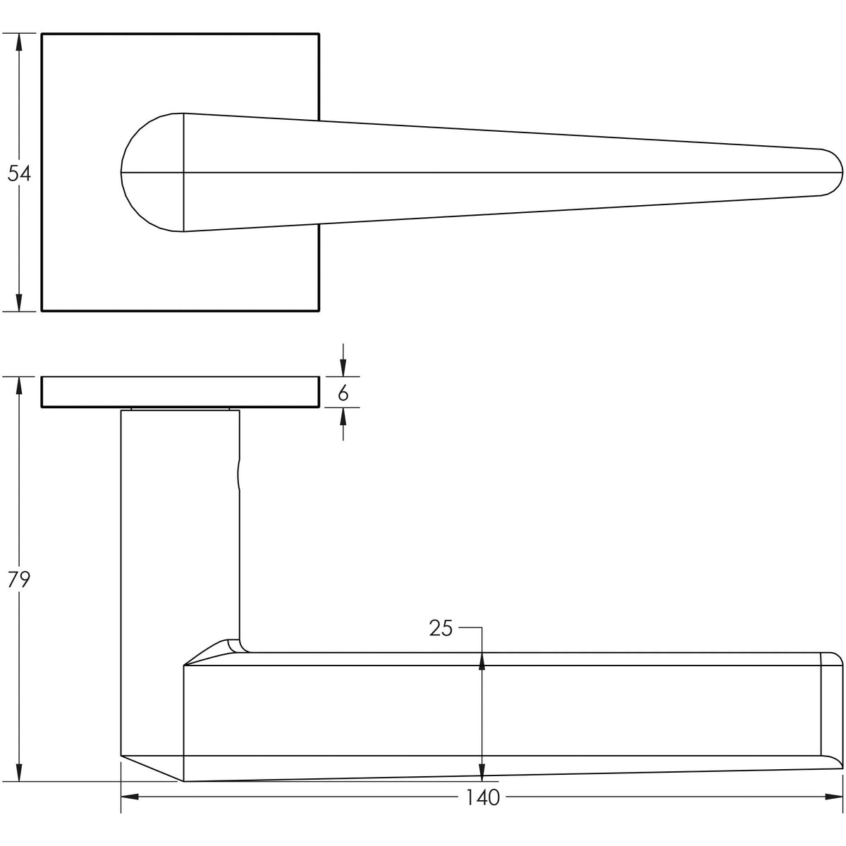 CRES-107 Fixed Dead Square Rose Door Handle by Cres By Frelan