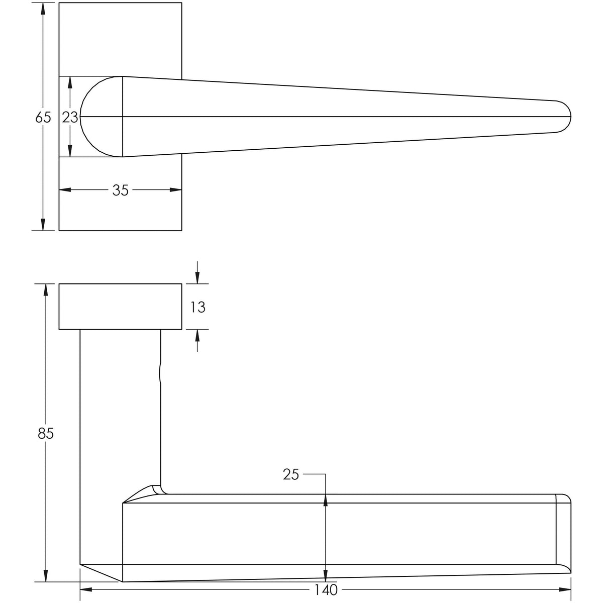 CRES-107 Multi Point Rectangular Rose Door Handle by Cres By Frelan