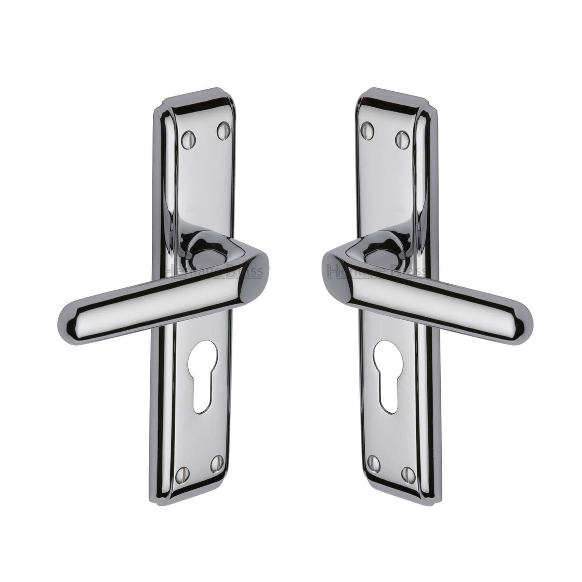Deco Door Handle on Plate by M Marcus - Heritage Brass