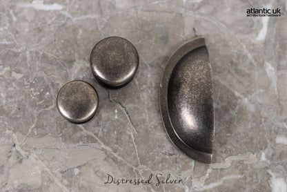 Old English Winchester Solid Brass Cabinet Cup Pull on Concealed Fix - additional image