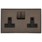 Executive Range Matt Bronze Switches & Sockets, EX9 - Double Socket (13 Amp) by Heritage Brass By M-Marcus