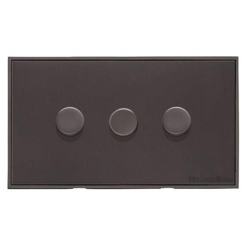 Executive Range Matt Bronze Switches & Sockets, EX9 - 3 Gang TED Dimmer (Compatible with LED Lamps) by Heritage Brass By M-Marcus