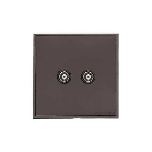 Executive Range Matt Bronze Switches & Sockets, EX9 - 2 Gang TV Coaxial Socket by Heritage Brass By M-Marcus