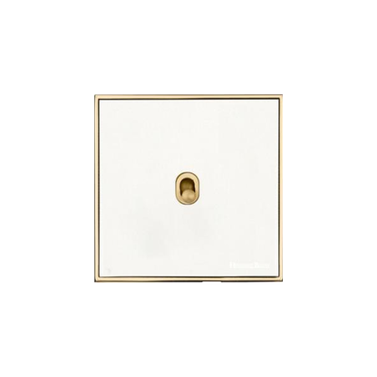 Executive Range Matt White with Polished Brass Switches & Sockets, EX10 - 1 Gang Stockholm Toggle by Heritage Brass By M-Marcus