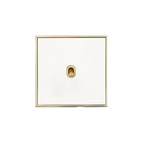 Executive Range Matt White with Polished Brass Switches & Sockets, EX10 - 1 Gang Stockholm Toggle by Heritage Brass By M-Marcus