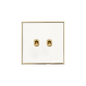 Executive Range Matt White with Polished Brass Switches & Sockets, EX10 - 2 Gang Stockholm Toggle by Heritage Brass By M-Marcus