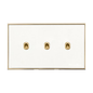 Executive Range Matt White with Polished Brass Switches & Sockets, EX10 - 3 Gang Stockholm Toggle by Heritage Brass By M-Marcus