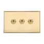 Executive Range Satin Brass with Polished Brass Switches & Sockets, EX14 - 3 Gang Toggle Switch by Heritage Brass By M-Marcus