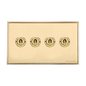 Executive Range Satin Brass with Polished Brass Switches & Sockets, EX14 - 4 Gang Toggle Switch by Heritage Brass By M-Marcus