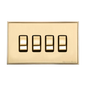 Executive Range Satin Brass with Polished Brass Switches & Sockets, EX14 - 4 Gang Rocker Switch by Heritage Brass By M-Marcus