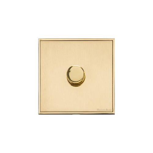 Executive Range Satin Brass with Polished Brass Switches & Sockets, EX14 - 1 Gang TED Dimmer (Compatible with LED Lamps) by Heritage Brass By M-Marcus