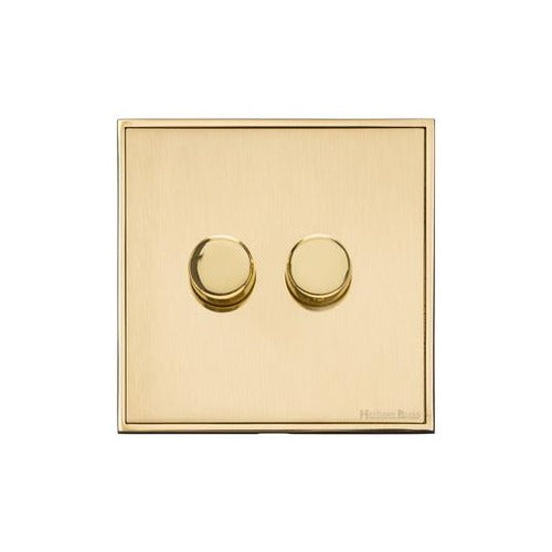 Executive Range Satin Brass with Polished Brass Switches & Sockets, EX14 - 2G Multi Location Primary Dimmer by Heritage Brass By M-Marcus