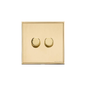 Executive Range Satin Brass with Polished Brass Switches & Sockets, EX14 - 2 Gang TED Dimmer (Compatible with LED Lamps) by Heritage Brass By M-Marcus