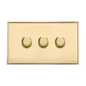 Executive Range Satin Brass with Polished Brass Switches & Sockets, EX14 - 3 Gang Dimmer 400 watts (Compatible with halogen/ incandescent bulbs) by Heritage Brass By M-Marcus
