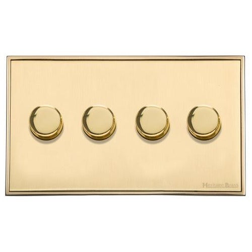 Executive Range Satin Brass with Polished Brass Switches & Sockets, EX14 - 4G Multi Location Primary Dimmer by Heritage Brass By M-Marcus