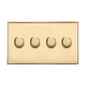 Executive Range Satin Brass with Polished Brass Switches & Sockets, EX14 - 4 Gang Dimmer 250 watts (Compatible with halogen/ incandescent bulbs) by Heritage Brass By M-Marcus