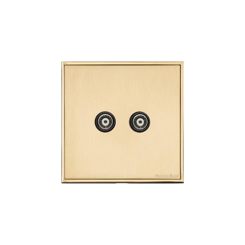 Executive Range Satin Brass with Polished Brass Switches & Sockets, EX14 - TV/FM Diplexed Socket by Heritage Brass By M-Marcus