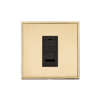 Executive Range Satin Brass with Polished Brass Switches & Sockets, EX14 - 1 Gang CAT6 by Heritage Brass By M-Marcus