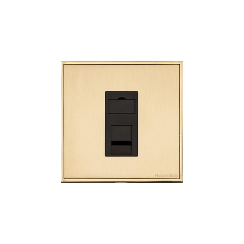 Executive Range Satin Brass with Polished Brass Switches & Sockets, EX14 - 1 Gang RJ45 by Heritage Brass By M-Marcus