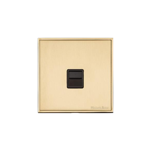 Executive Range Satin Brass with Polished Brass Switches & Sockets, EX14 - 1 Gang Secondary Line Socket by Heritage Brass By M-Marcus