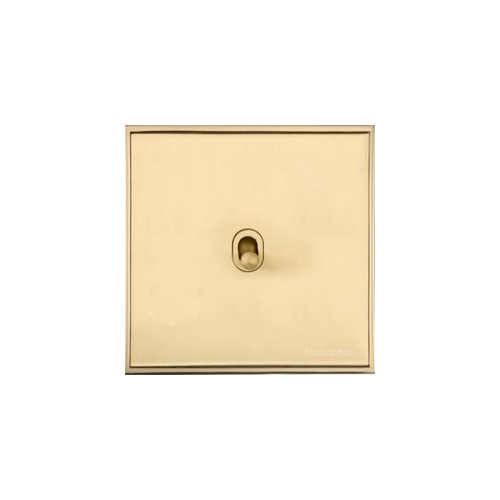 Executive Range Satin Brass with Polished Brass Switches & Sockets, EX14 - 1 Gang Intermediate Stockholm Toggle by Heritage Brass By M-Marcus