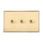 Executive Range Satin Brass with Polished Brass Switches & Sockets, EX14 - 3 Gang Stockholm Toggle by Heritage Brass By M-Marcus