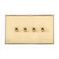 Executive Range Satin Brass with Polished Brass Switches & Sockets, EX14 - 4 Gang Stockholm Toggle by Heritage Brass By M-Marcus
