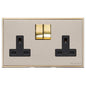 Executive Range Satin Nickel with Polished Brass Switches & Sockets, EX15 - Double Socket (13 Amp) by Heritage Brass By M-Marcus