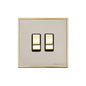 Executive Range Satin Nickel with Polished Brass Switches & Sockets, EX15 - 2 Gang Rocker Switch by Heritage Brass By M-Marcus
