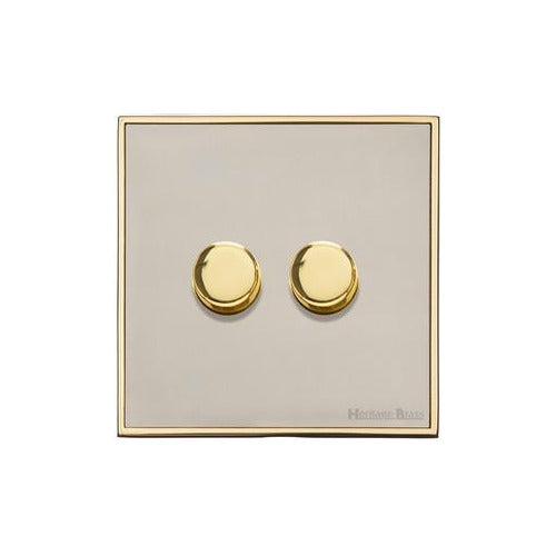 Executive Range Satin Nickel with Polished Brass Switches & Sockets, EX15 - 2G Multi Location Primary Dimmer by Heritage Brass By M-Marcus